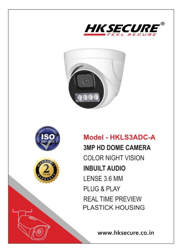3mp HD Dome Color CCTV Camera with Audio