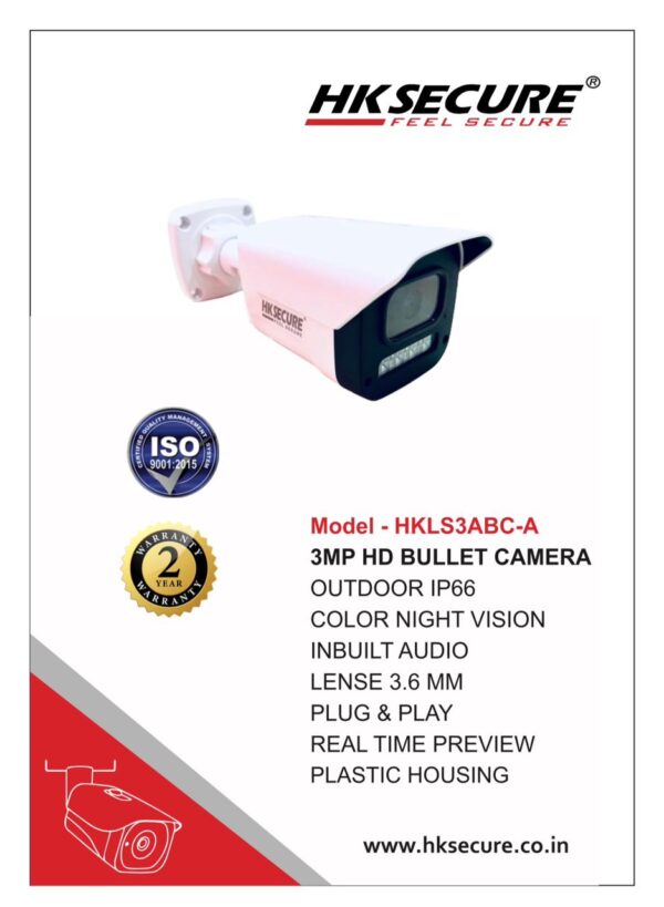 3mp HD Bullet Color CCTV Camera with audio